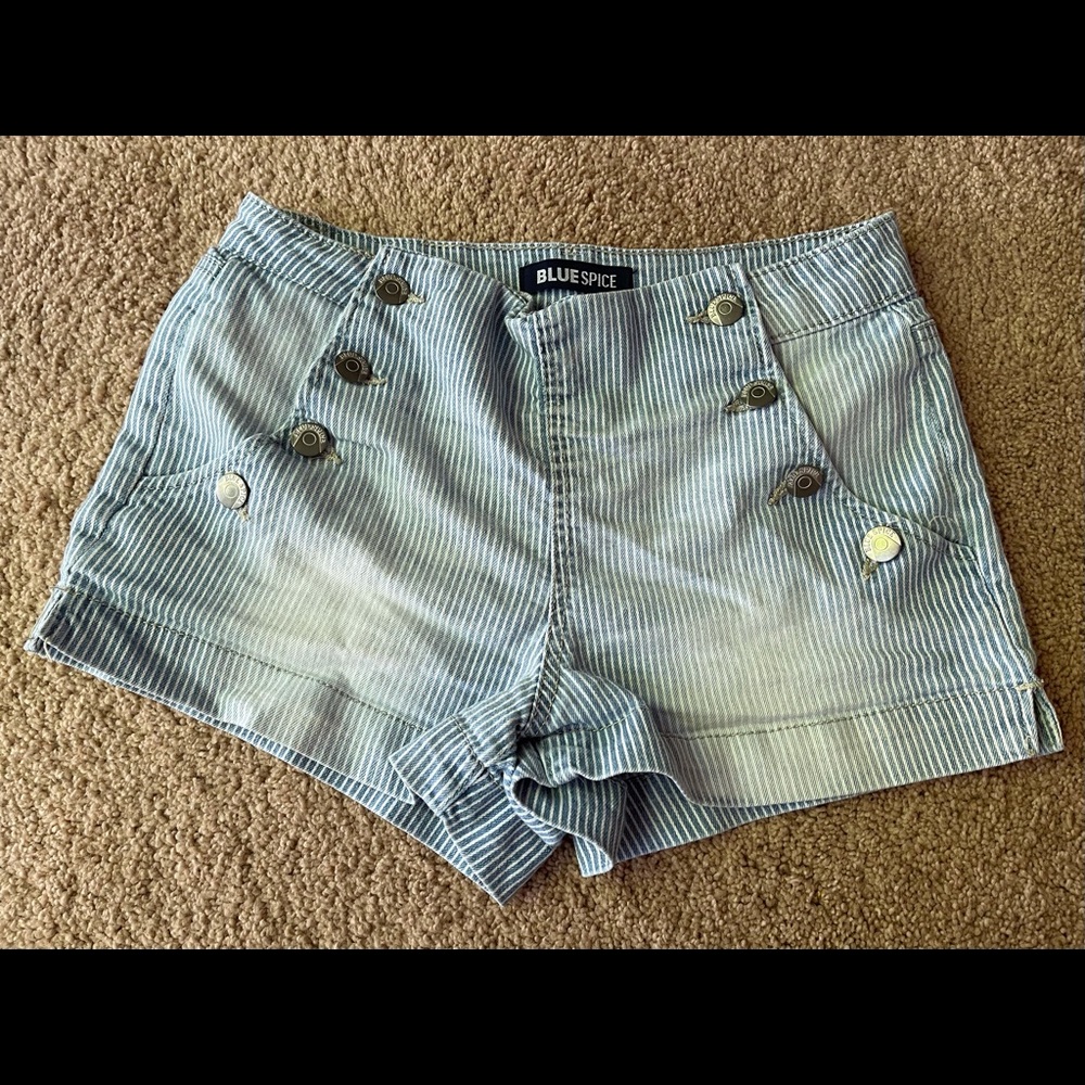 Blue and white striped shorts, Size 3, Blue Spice